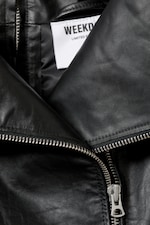 Noir - Veste en cuir à col montant - 10