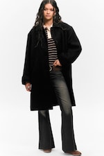 Black - Knee-Length Single-Breasted Coat - 0