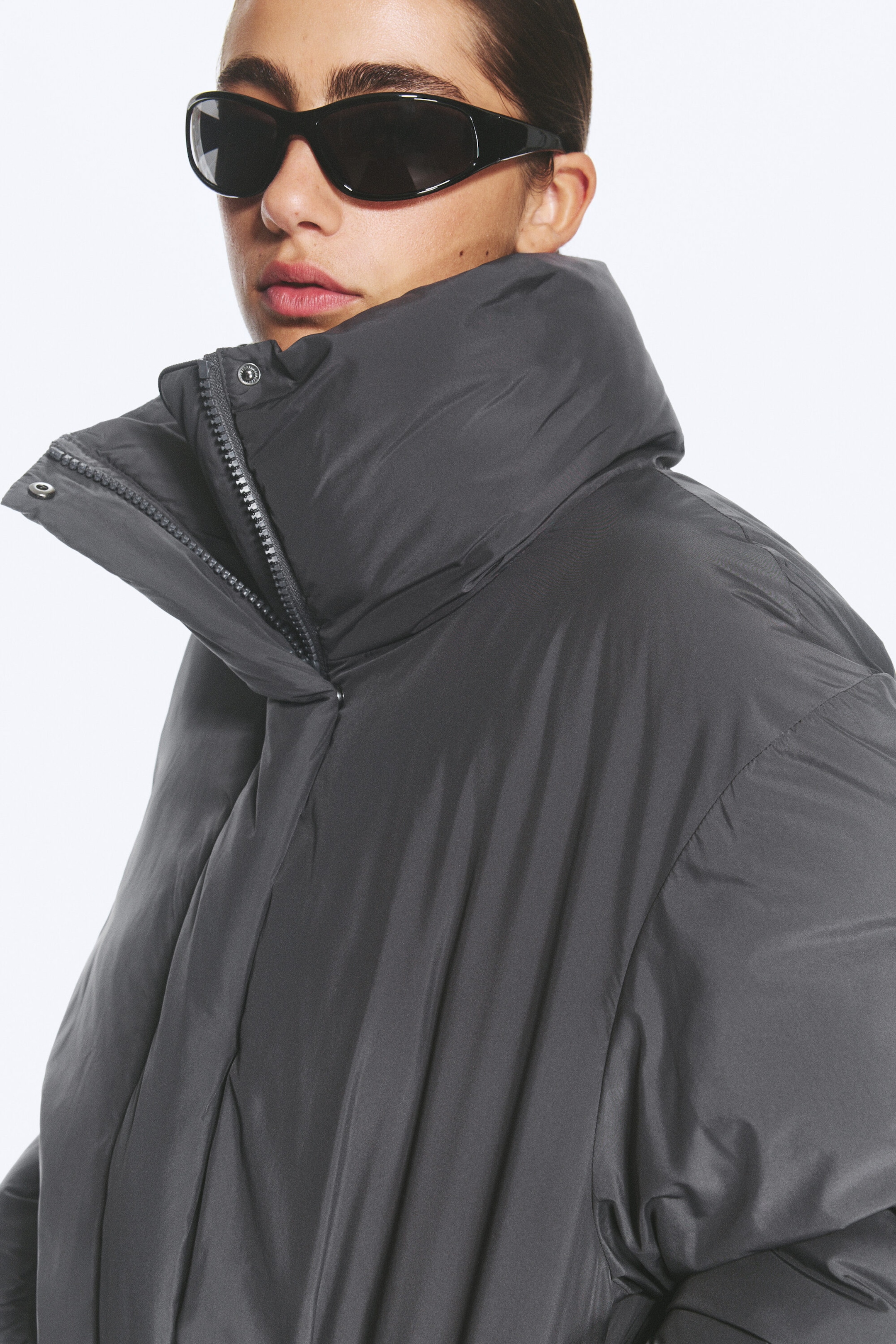 Dark Grey - Clean puffer jacket - 2