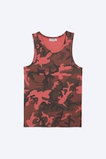 Camouflage Rouge - Débardeur côtelé graphique - 4
