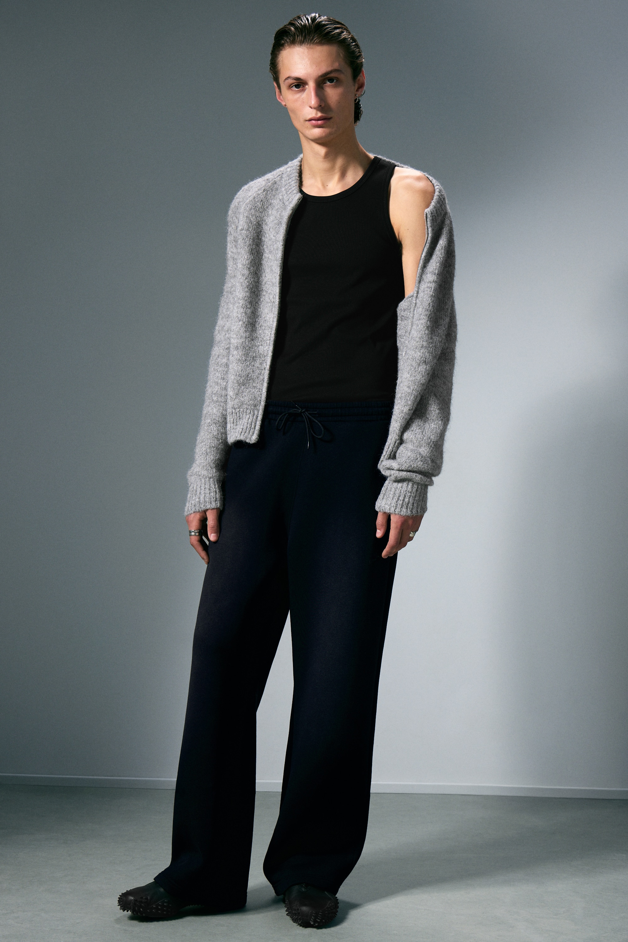 Pantaloni da tuta in scuba con vestibilità loose - Blu navy scuro/Nero/Grigio mélange