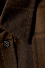 Medium Brown - Oversized Boxy Checked Flannel Shirt - 1