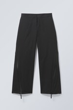 Schwarz - Hose Junko aus Nylon mit Reißverschlussdetails - 0