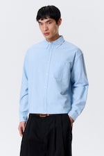 Hellblau - Kastiges Oxfordhemd mit langen Ärmeln - 2