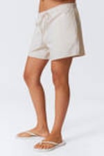 Light Beige - Wide Washed Pull-on Shorts - 1
