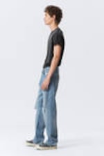 Distressed Blue - Space Relaxed Straight Leg Distressed Jeans - 2