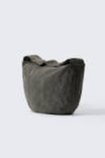 Dark Khaki Green - Washed Cotton Crossbody Bag - 2