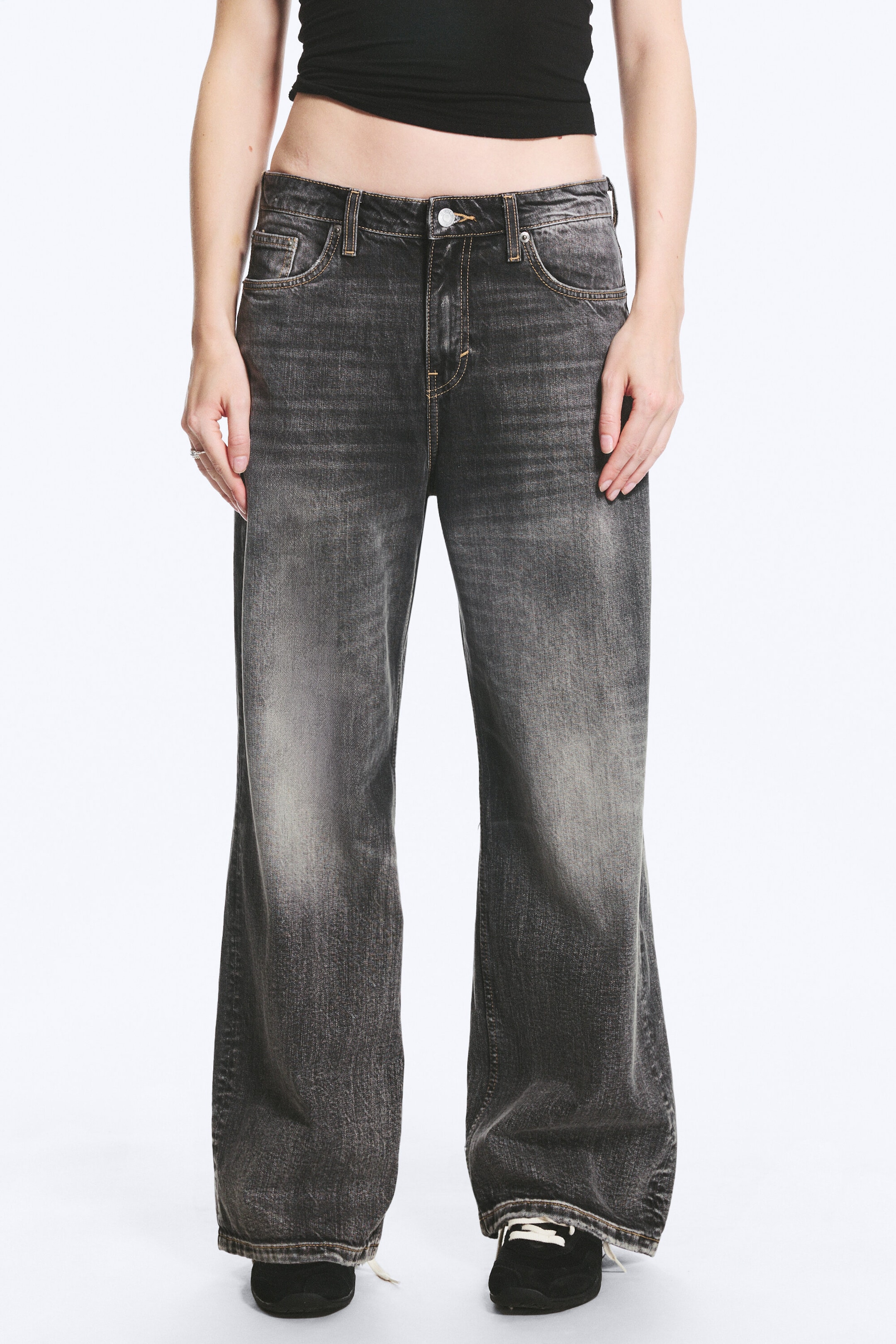 Dusky Black - Black - Missy Low Rise Loose Straight Jeans - 2