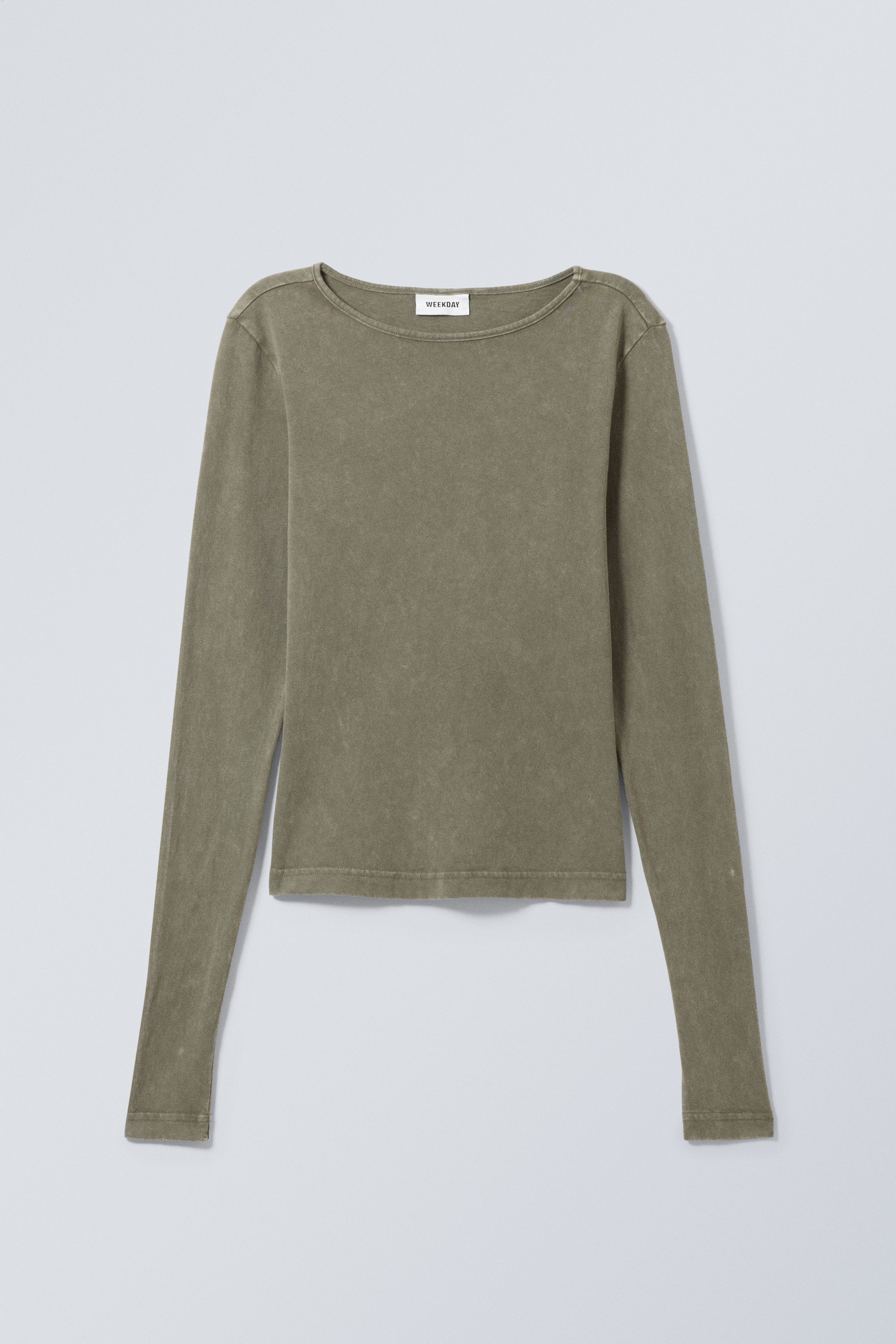 Gebleichtes Khaki-Grün - Verwaschenes Longsleeve-Top Hannah - 0