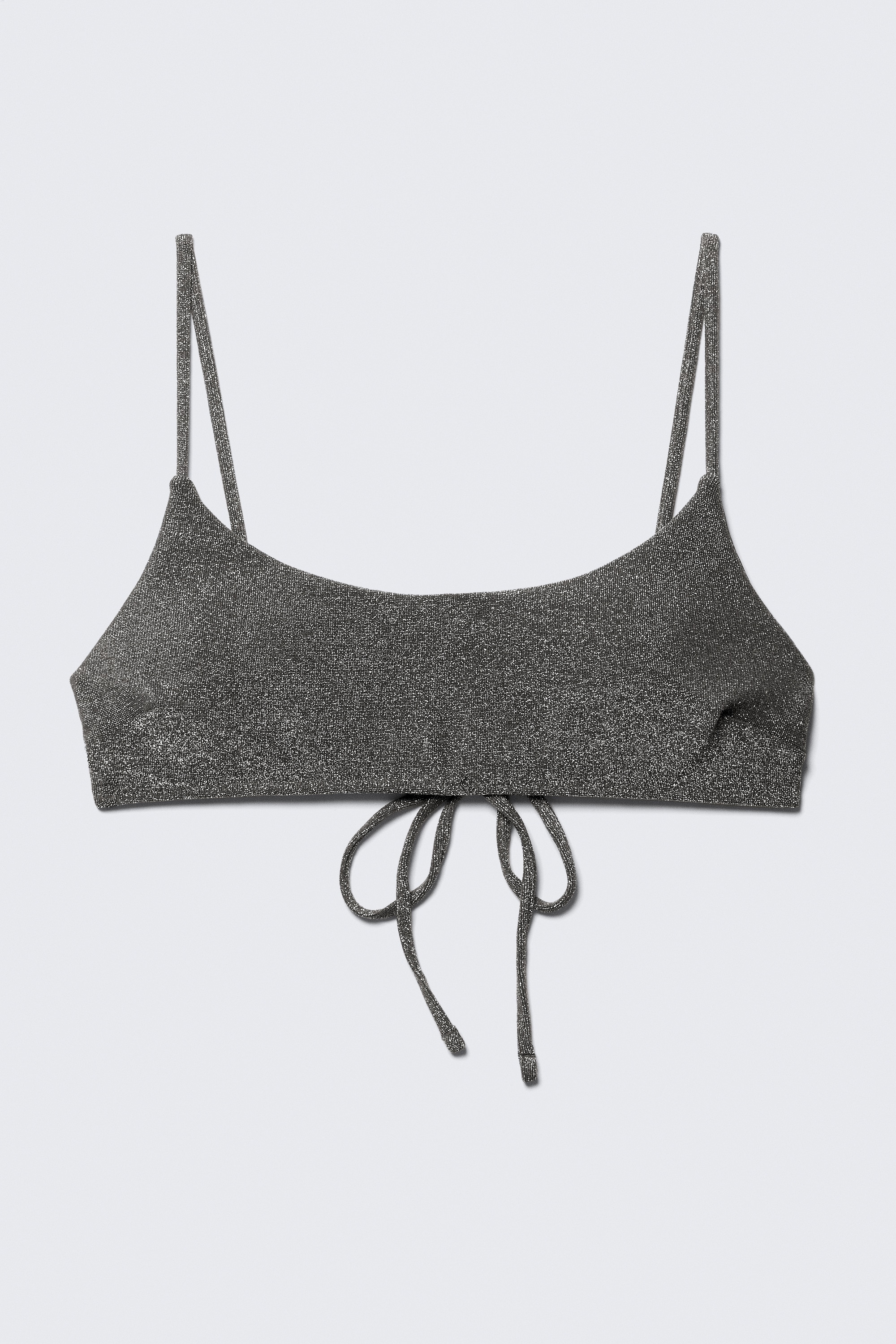 Glittrig bikinitopp med knyt-Grå glitter
