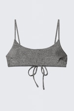 Grey - Glitter - Tie-Back Glitter Bikini Top - 3