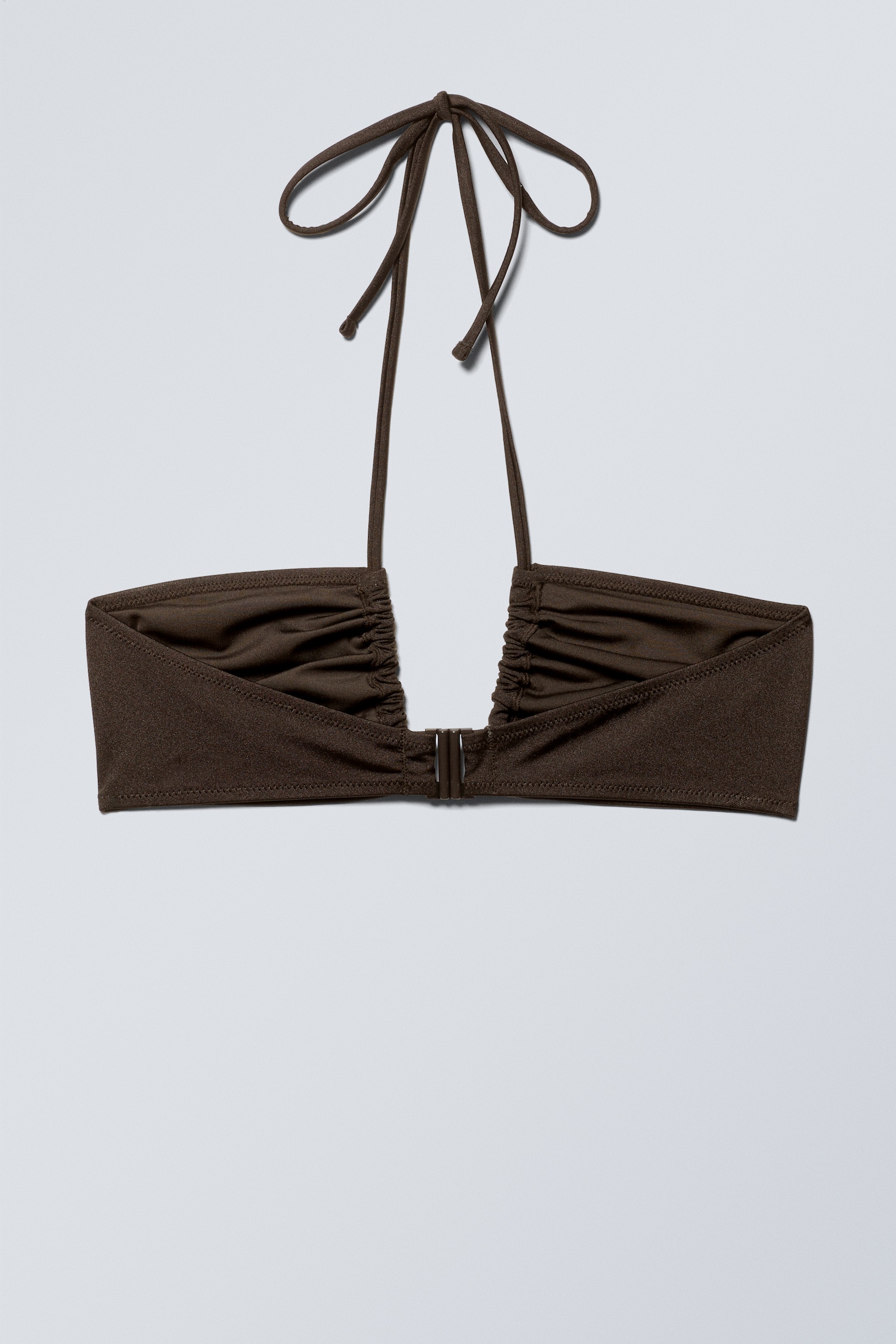 Ruched Halter Bandeau Bikini Top - Dark Brown/Dusty Mole - 3