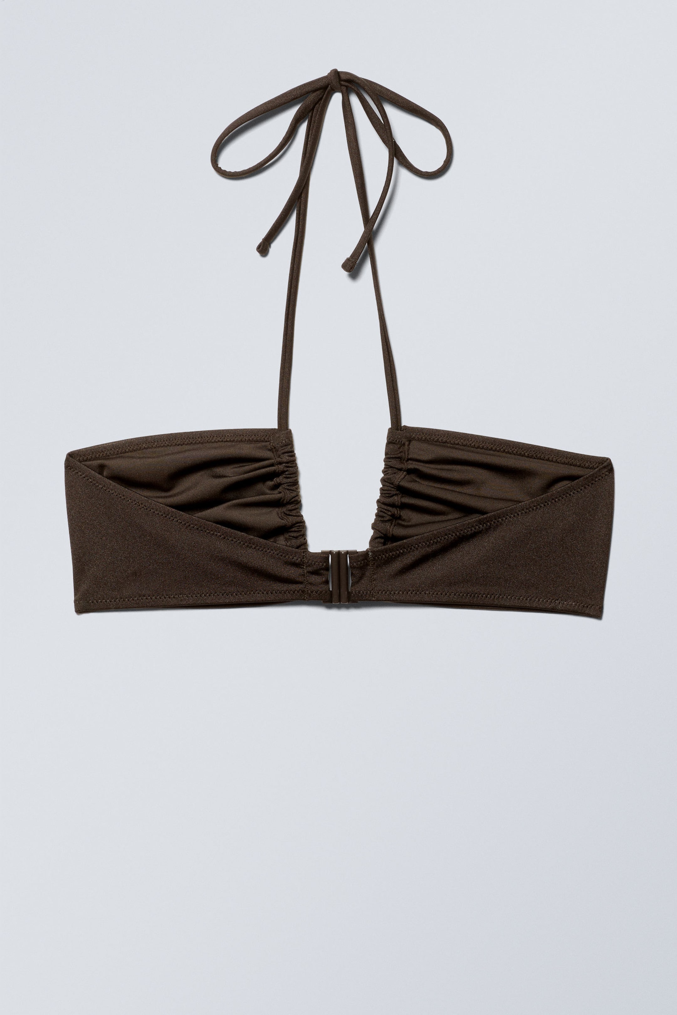 Dark Brown - Ruched Halter Bandeau Bikini Top - 5
