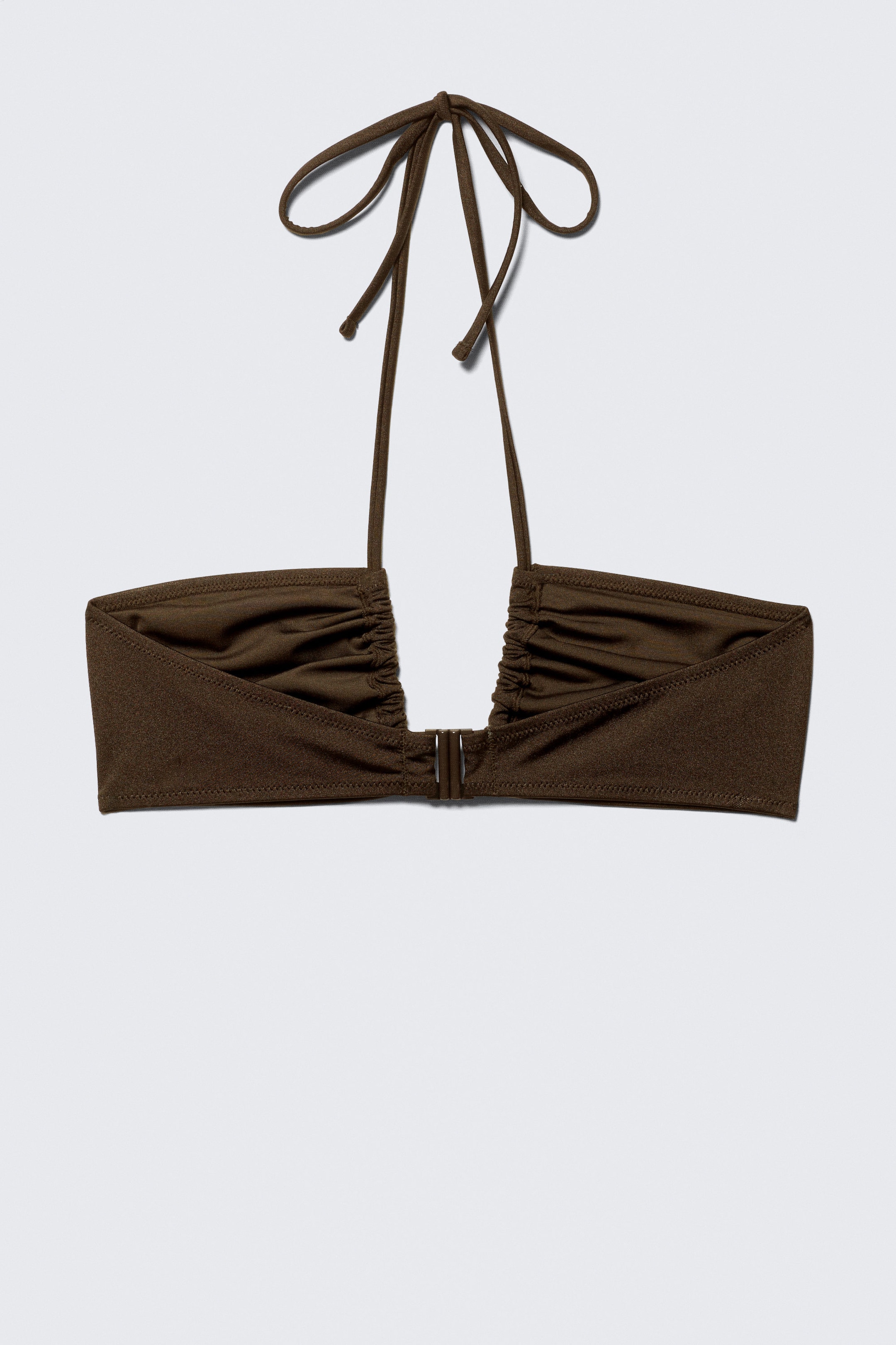 Dark Brown - Ruched Halter Bandeau Bikini Top - 6