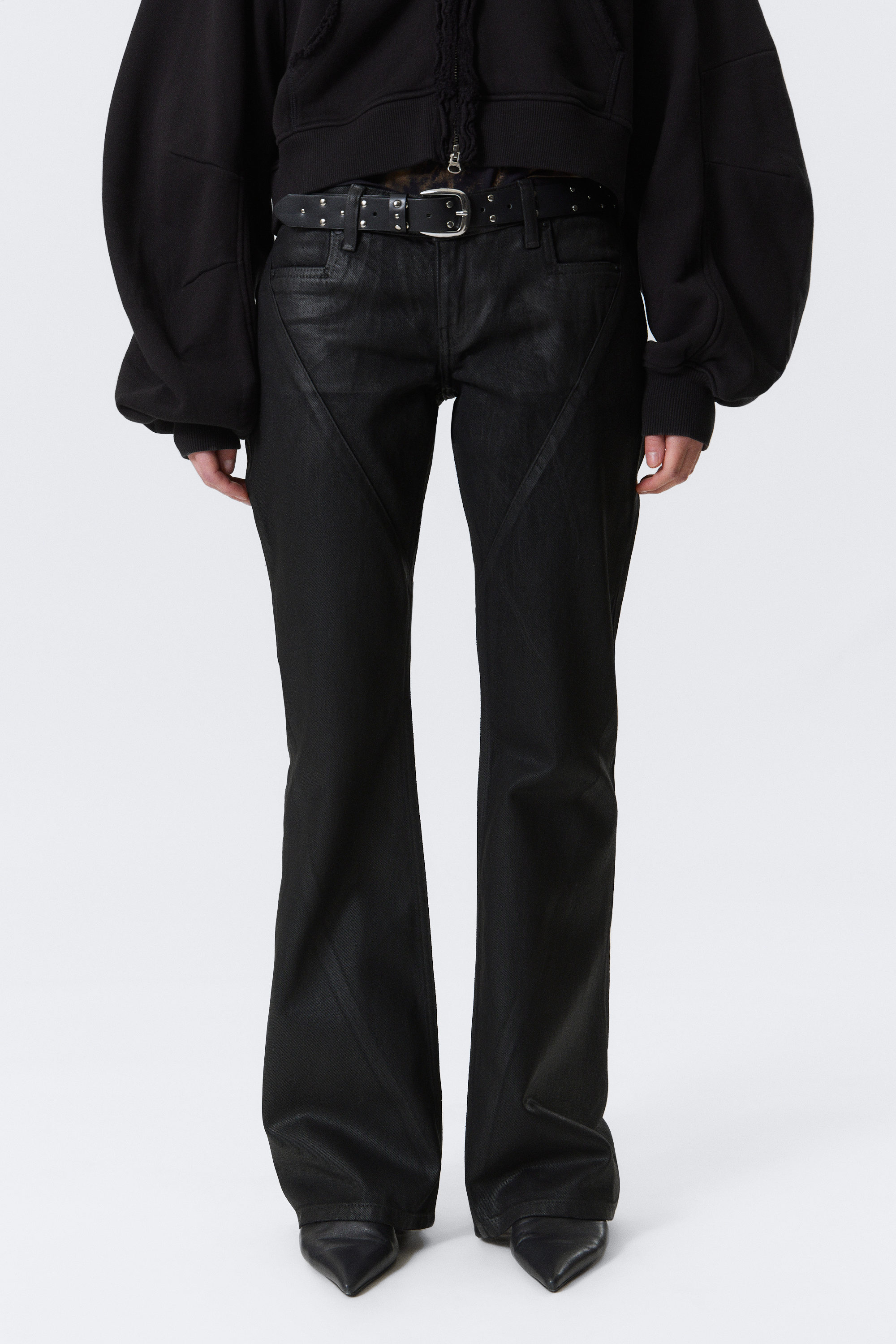 Black Coating - Black - Nova Twist Low Rise Slim Bootcut Leg Jeans - 2