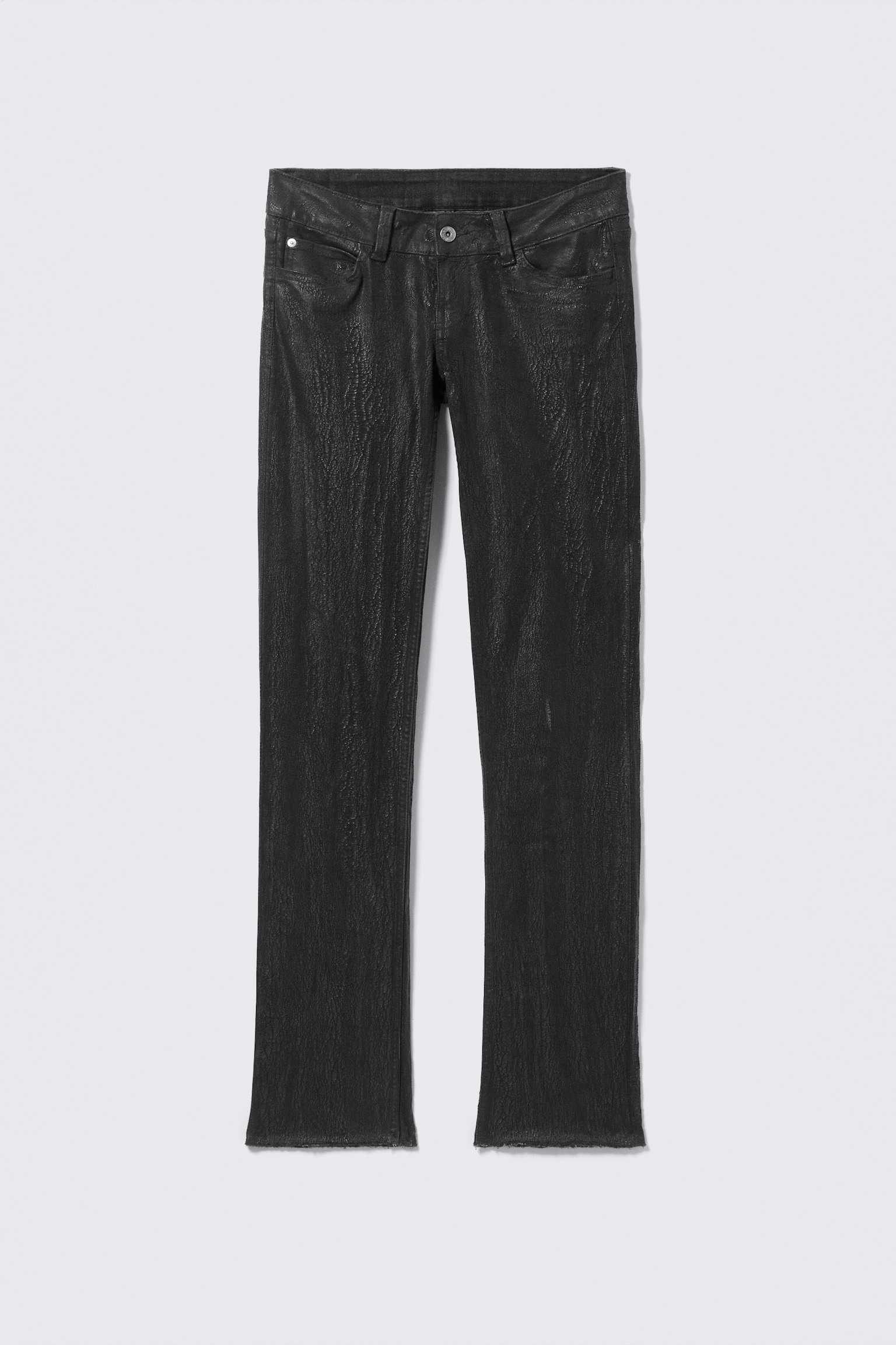 Sleezie Low Rise Skinny Cracked Jeans - Schwarz/Weiß - 2