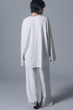 Lichtgrijs - Ruimvallende jersey top met lange mouwen - 2
