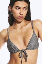 Gris foncé - scintillant - Haut de bikini triangle imprimé - 1