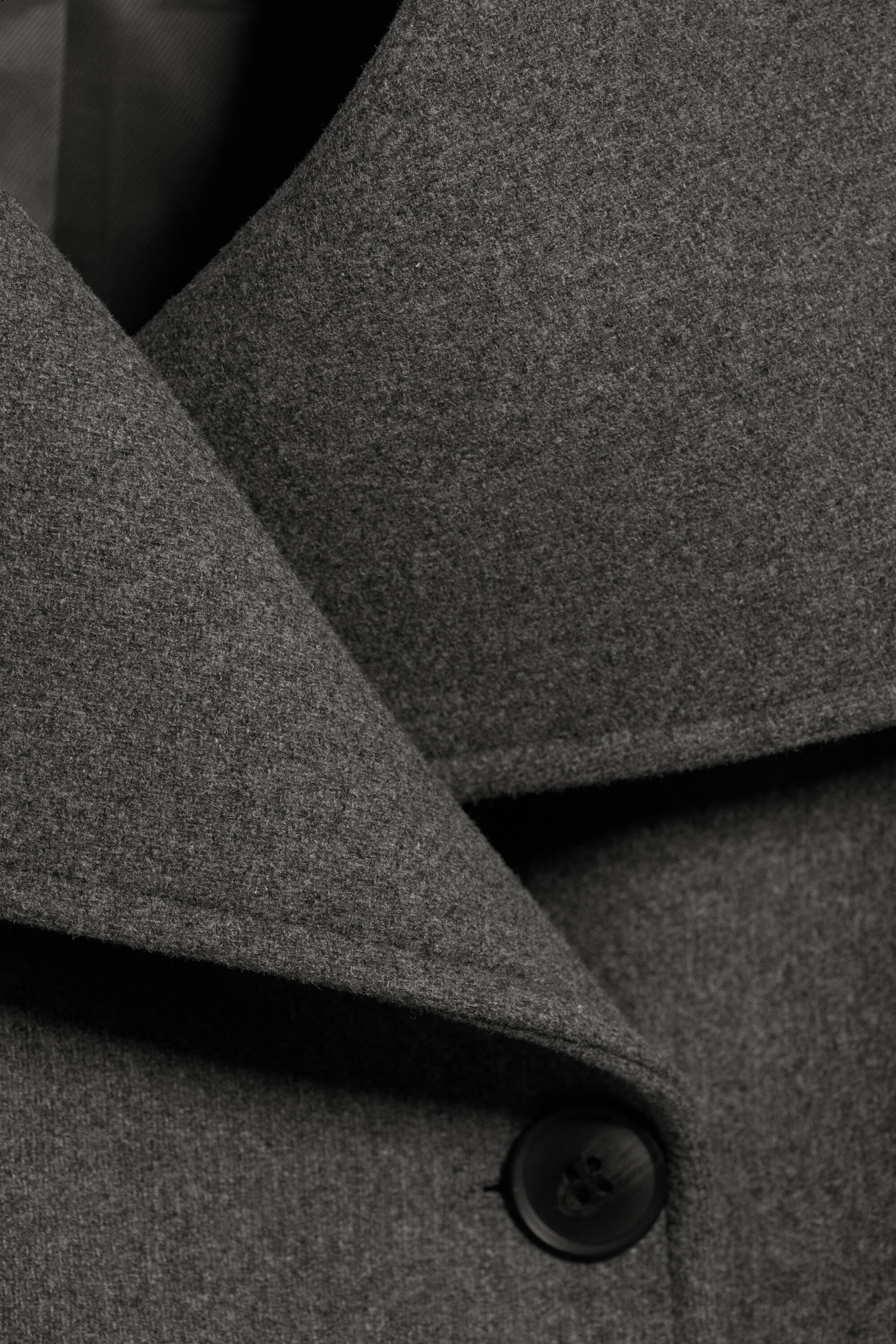 Dark Grey Melange - Oversized kåpe i ullblanding med traktkrage - 10