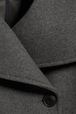 Dark Grey Melange - Oversized kåpe i ullblanding med traktkrage - 10