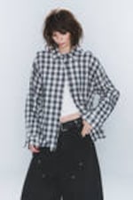 Checked Dark Blue - CM x LB Checked Long-Sleeved Unisex Shirt - 0
