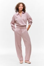 Light Dusty Pink - Loose Half-Zip Polo Sweatshirt - 1