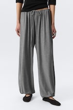 Gråmelerad - Soft Mid-Rise Balloon Trousers - 1