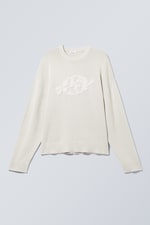 Helles Maulwurfsgrau - Graphic Sweater in Oversized-Passform - 0