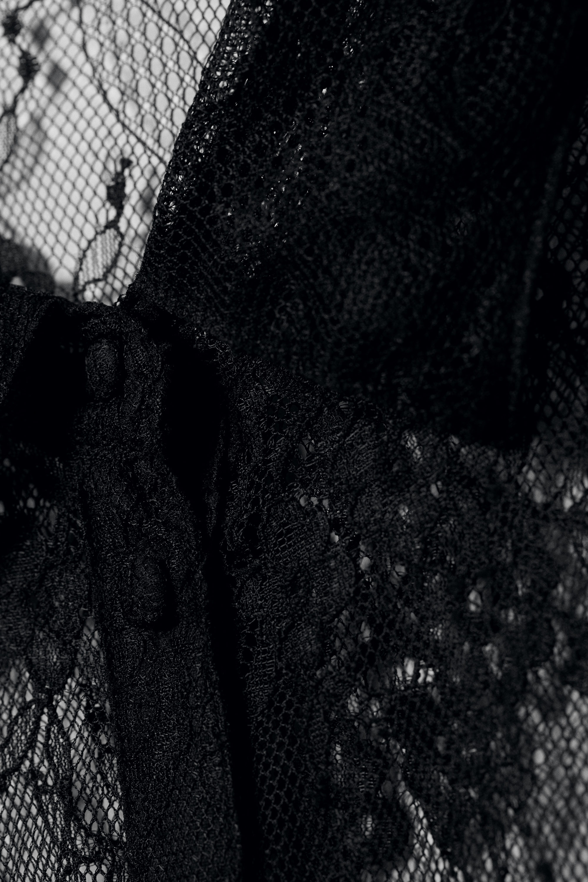 Black - Mini Lace Shirt Dress - 3