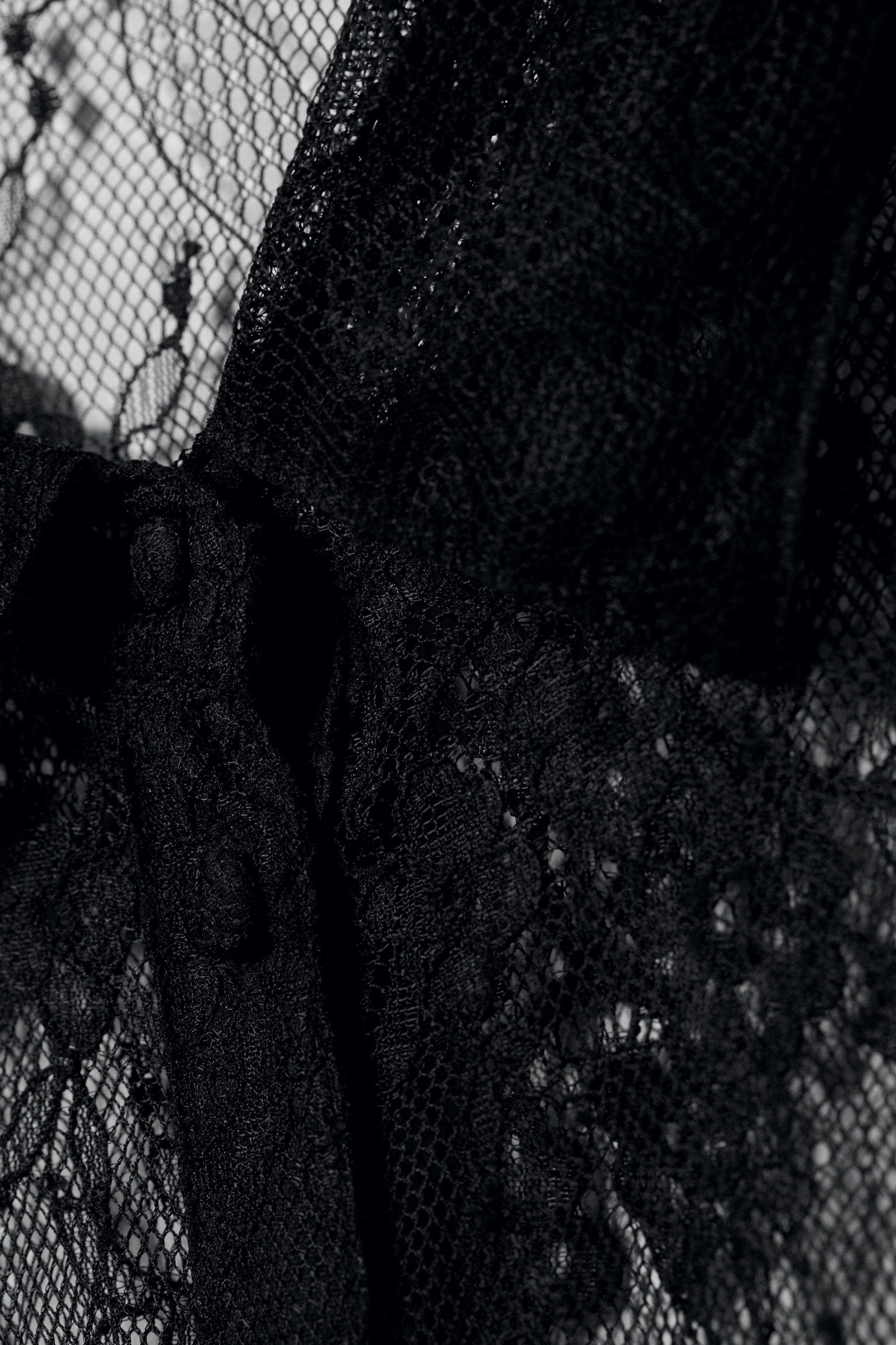 Black - Mini Lace Shirt Dress - 6