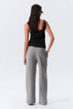 Grau - Locker geschnittene Jerseyhose mit weitem Bein - 2