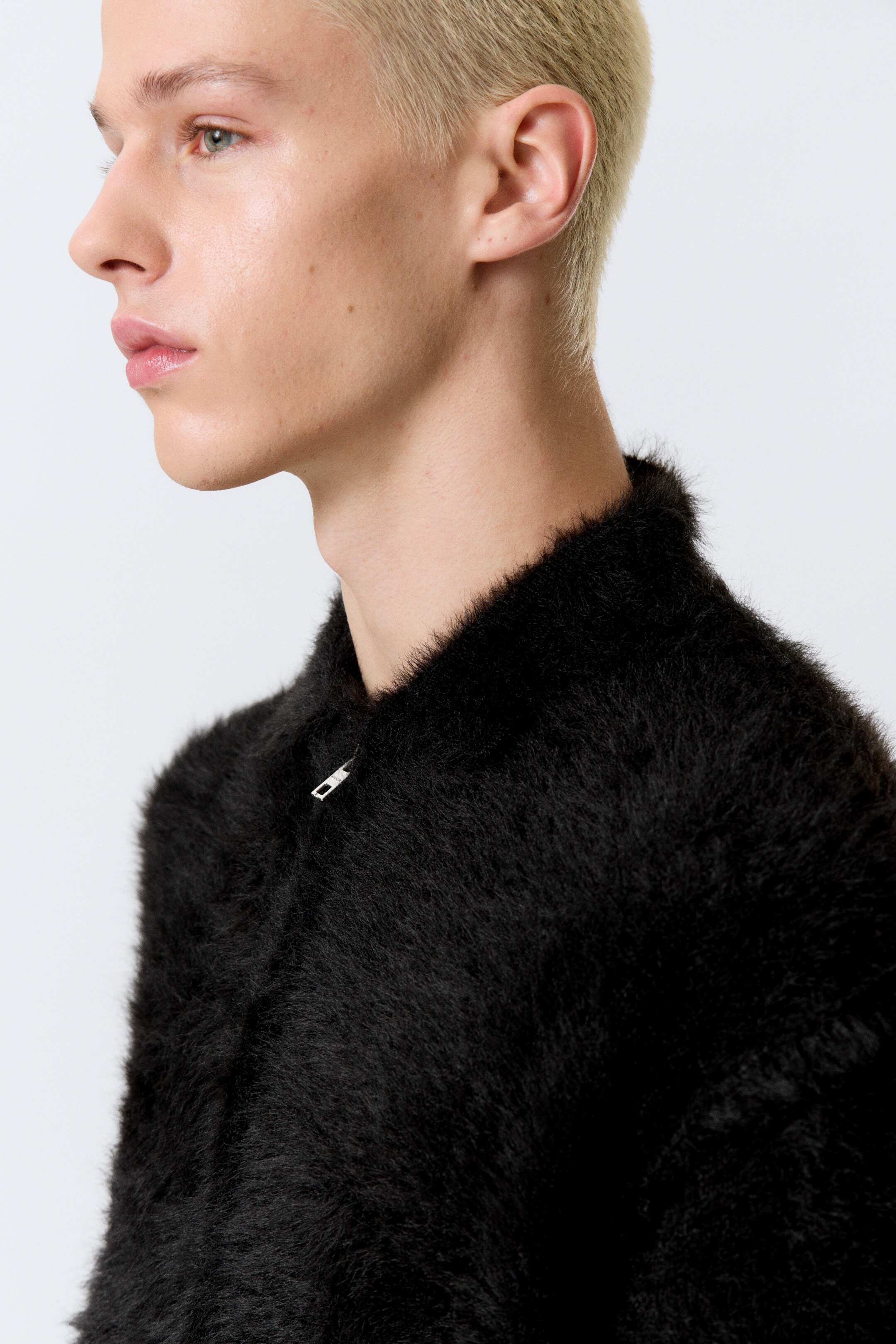 Visa större bild: Hårig stickad cardigan med dragkedja - Svart - HERR | H&M FI 3