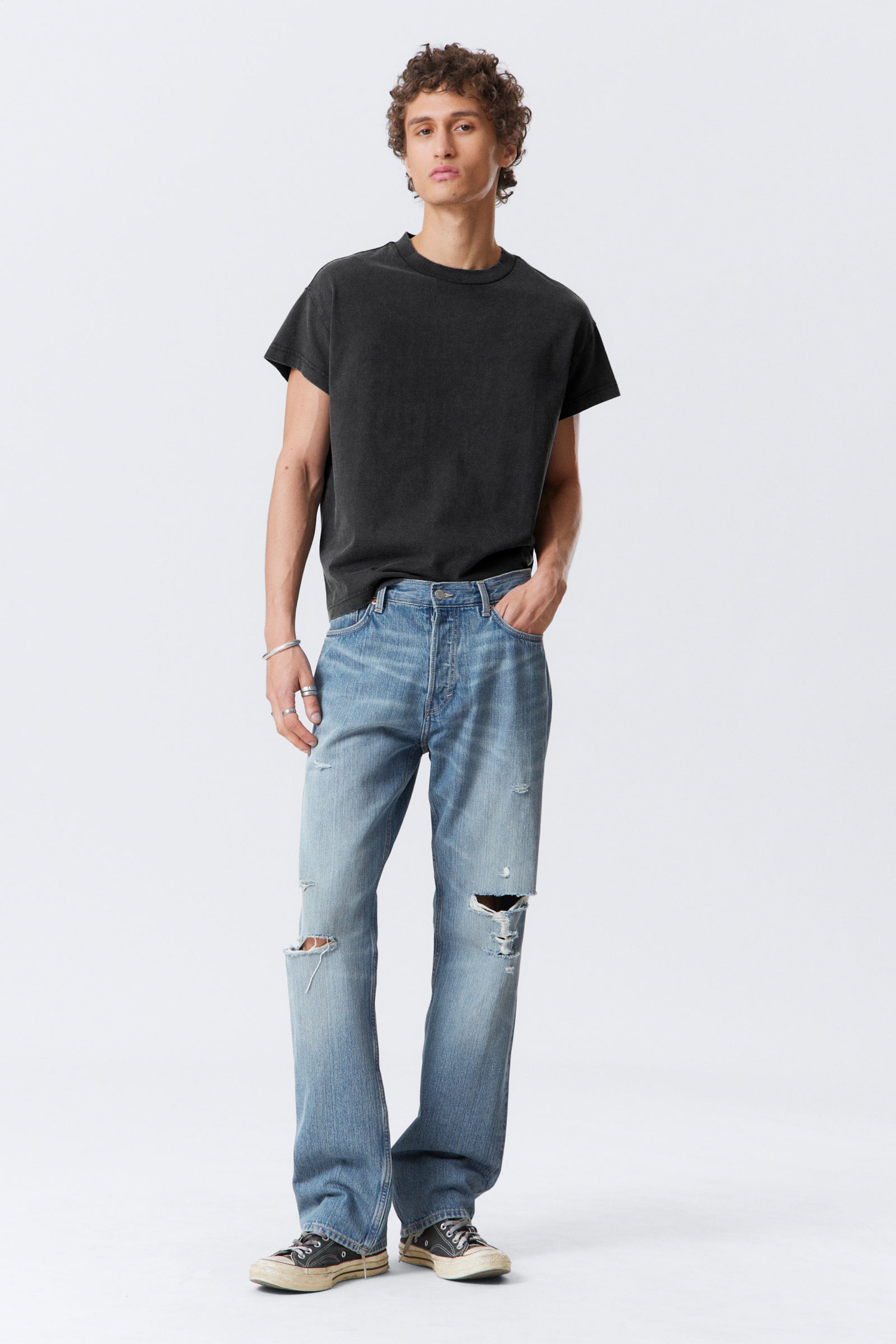 #79829D - Space Relaxed Straight Leg Distressed Jeans - 1