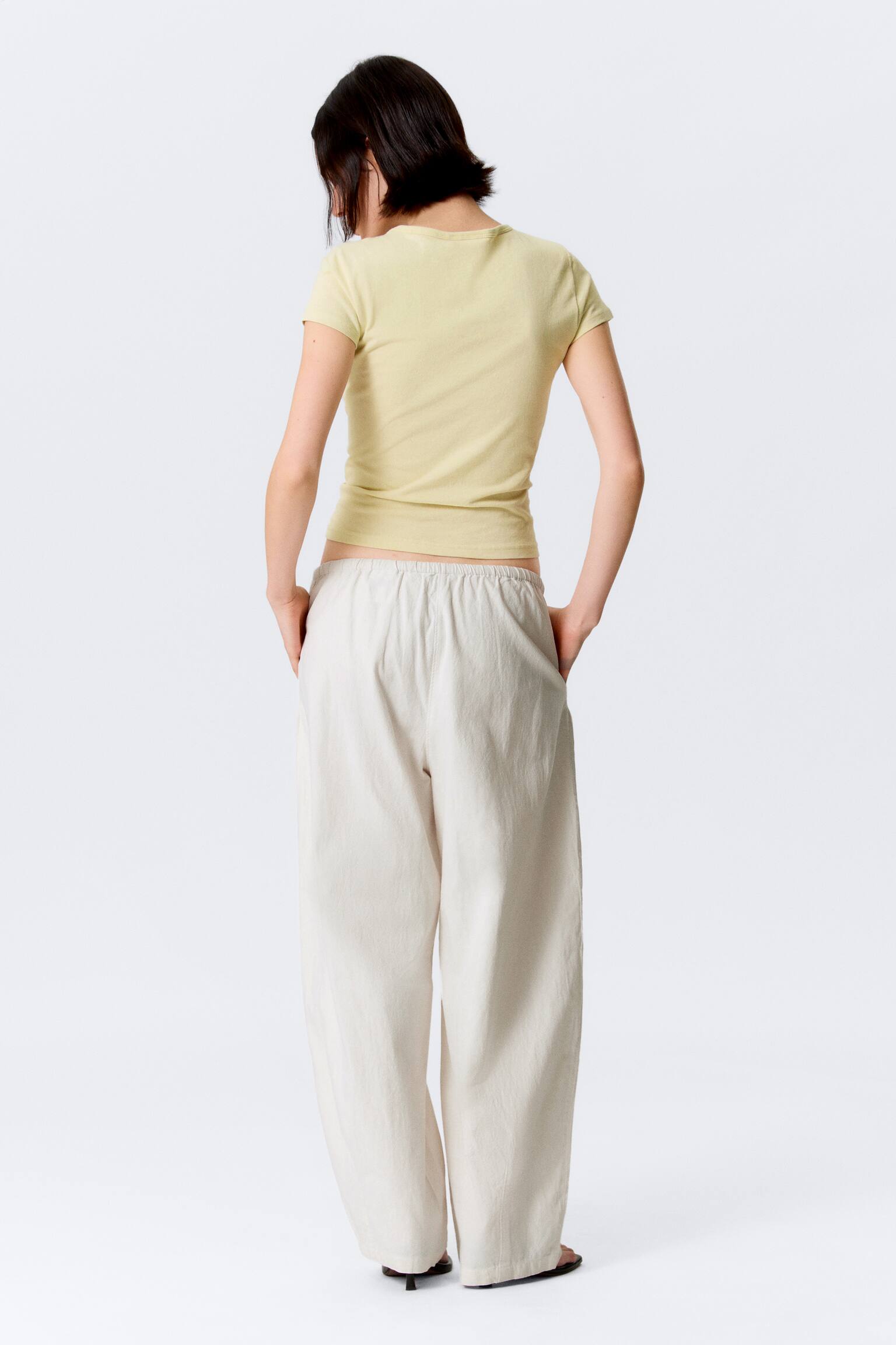 Pantalone a vita bassa - Beige chiaro/Grigio - 4