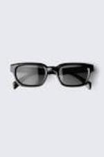 Schwarz - Schwarze Gläser - Kühne Unisex-Sonnenbrille mit rechteckigem Rahmen - 2