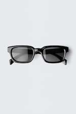 Schwarz - Schwarze Gläser - Kühne Unisex-Sonnenbrille mit rechteckigem Rahmen - 0