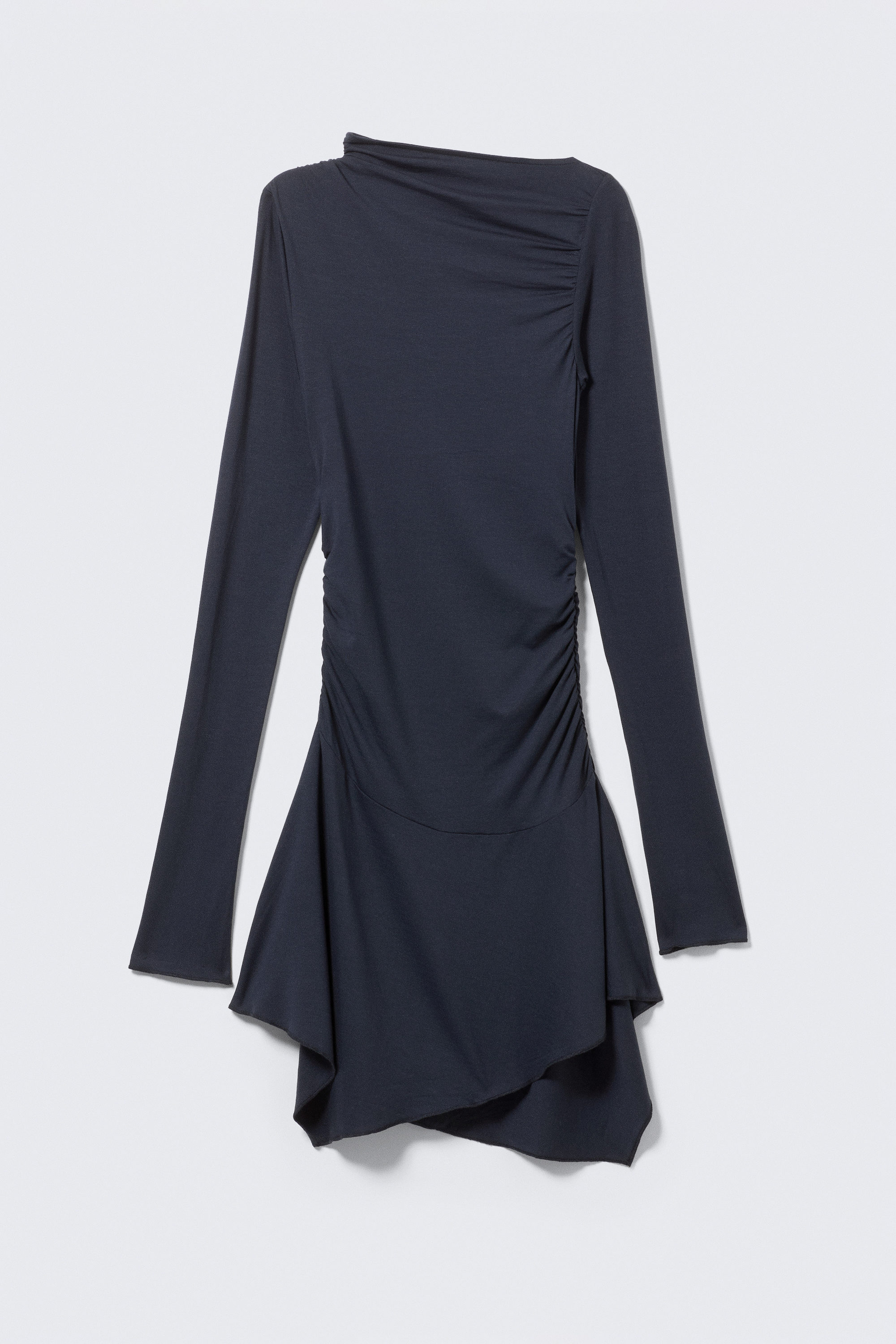 Mörkblå - Asymmetrisk draperad miniklänning - 4