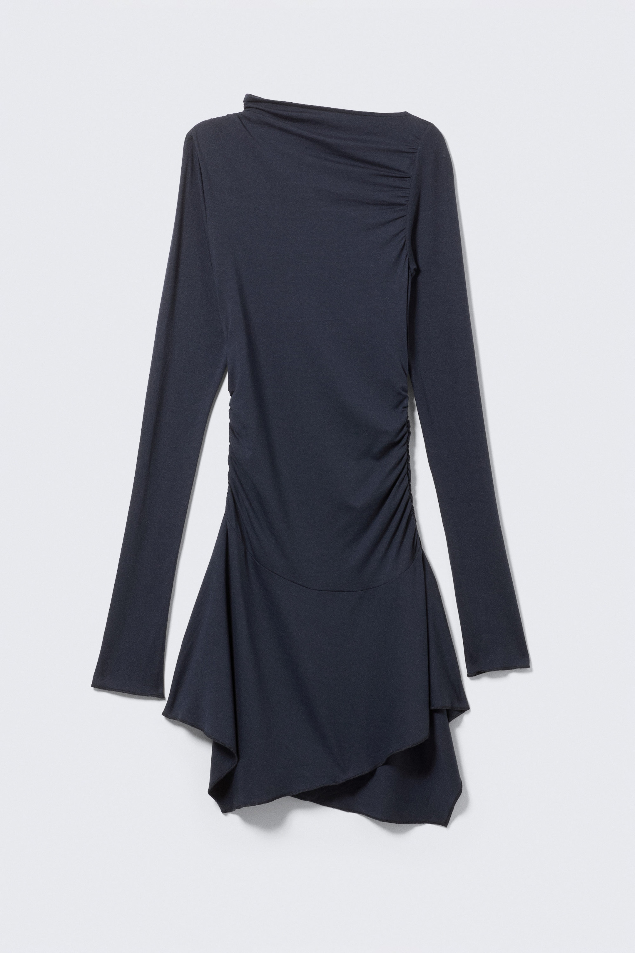 Bleu foncé - Mini-robe drapée asymétrique - 4