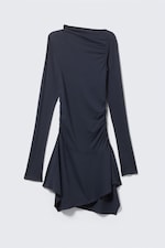 Bleu foncé - Mini-robe drapée asymétrique - 4