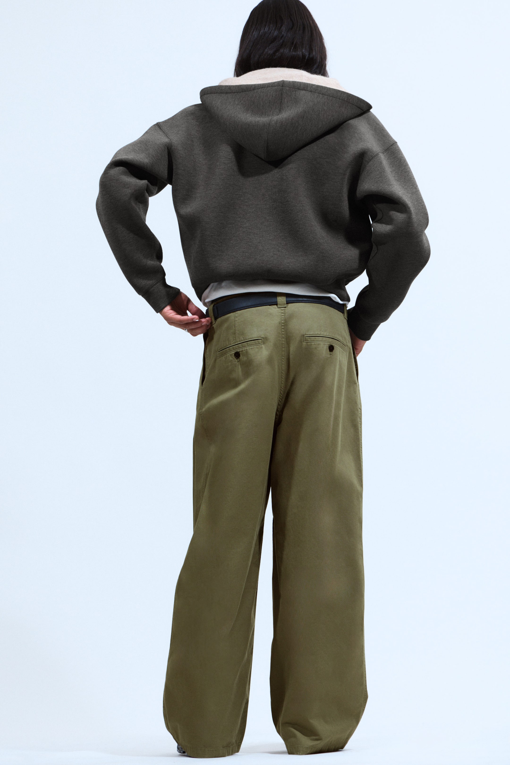 Khaki - Oversized Chinos aus Baumwoll-Twill mit Bundfalten - 4