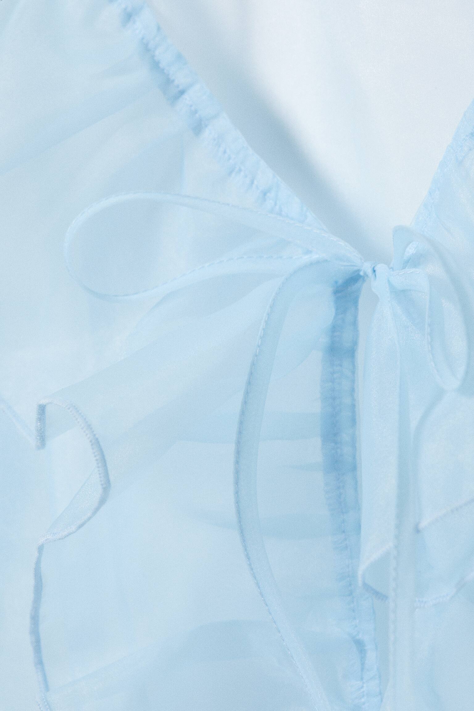 Camicetta trasparente con volant - Azzurro - 4