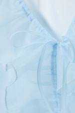Light Blue - Transparent Frilled V-neck Blouse - 6