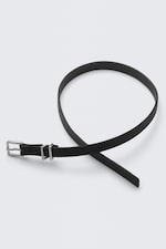 Black - Faux Leather Buckle Necklace - 0