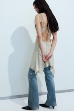 Light Mole - Asymmetric Sleeveless Cowl-Neck Midi Dress - 1