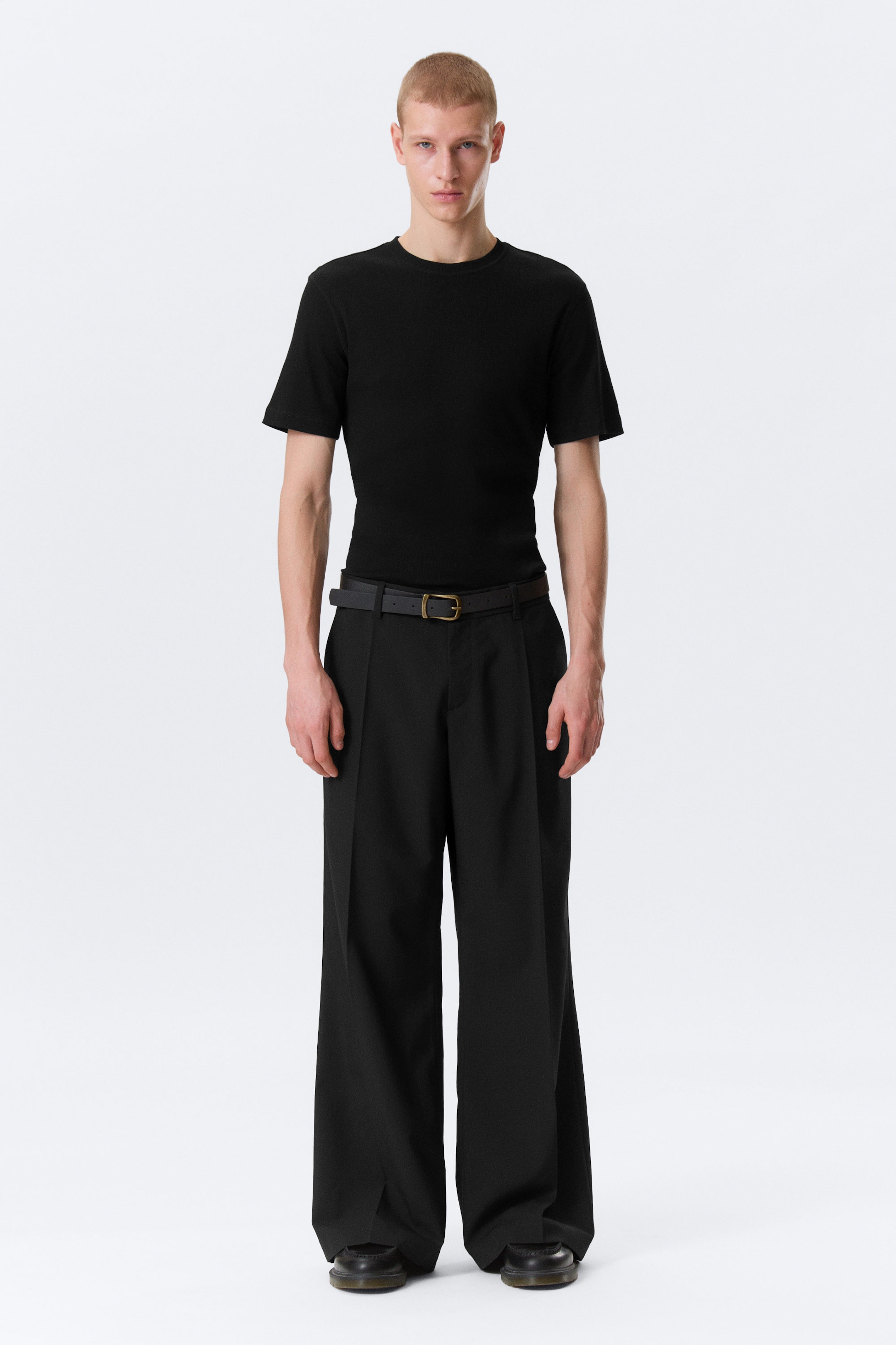 Black - Relaxed Low Rise Bootcut Leg Suiting Trousers - 1