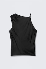 Black - Sleeveless Gathered Top - 4