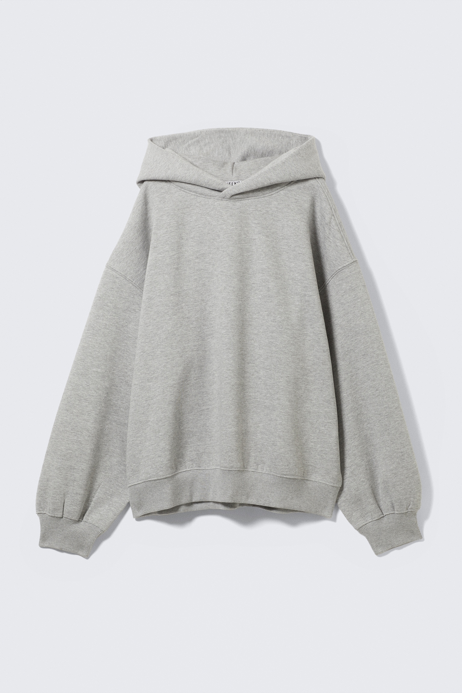 Oversized Heavy Cotton Fleece Hoodie - Grey Melange/Dark Blue - 2