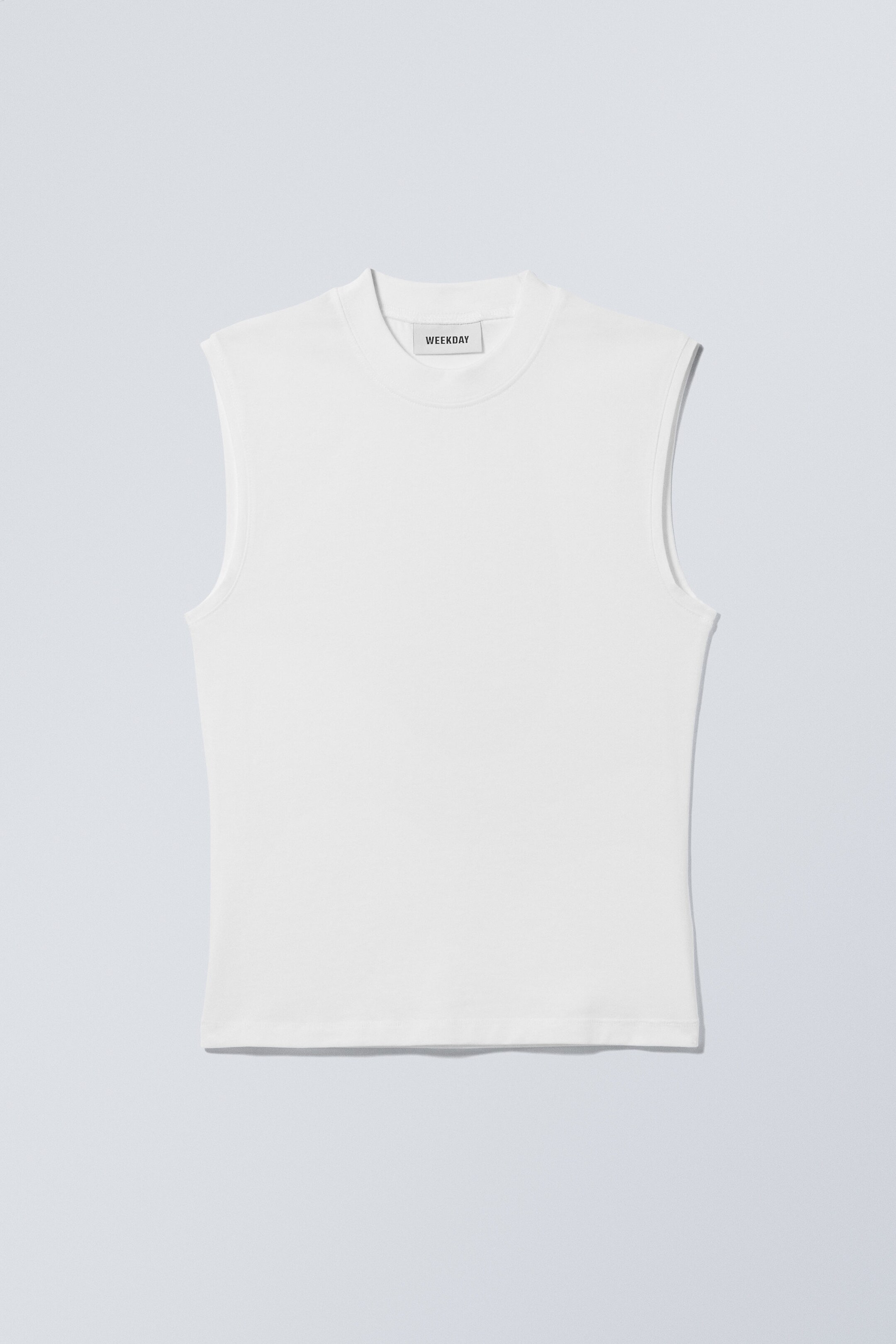 White - Slim Mock Neck Tank Top - 0