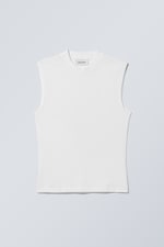 White - Slim Mock Neck Tank Top - 0