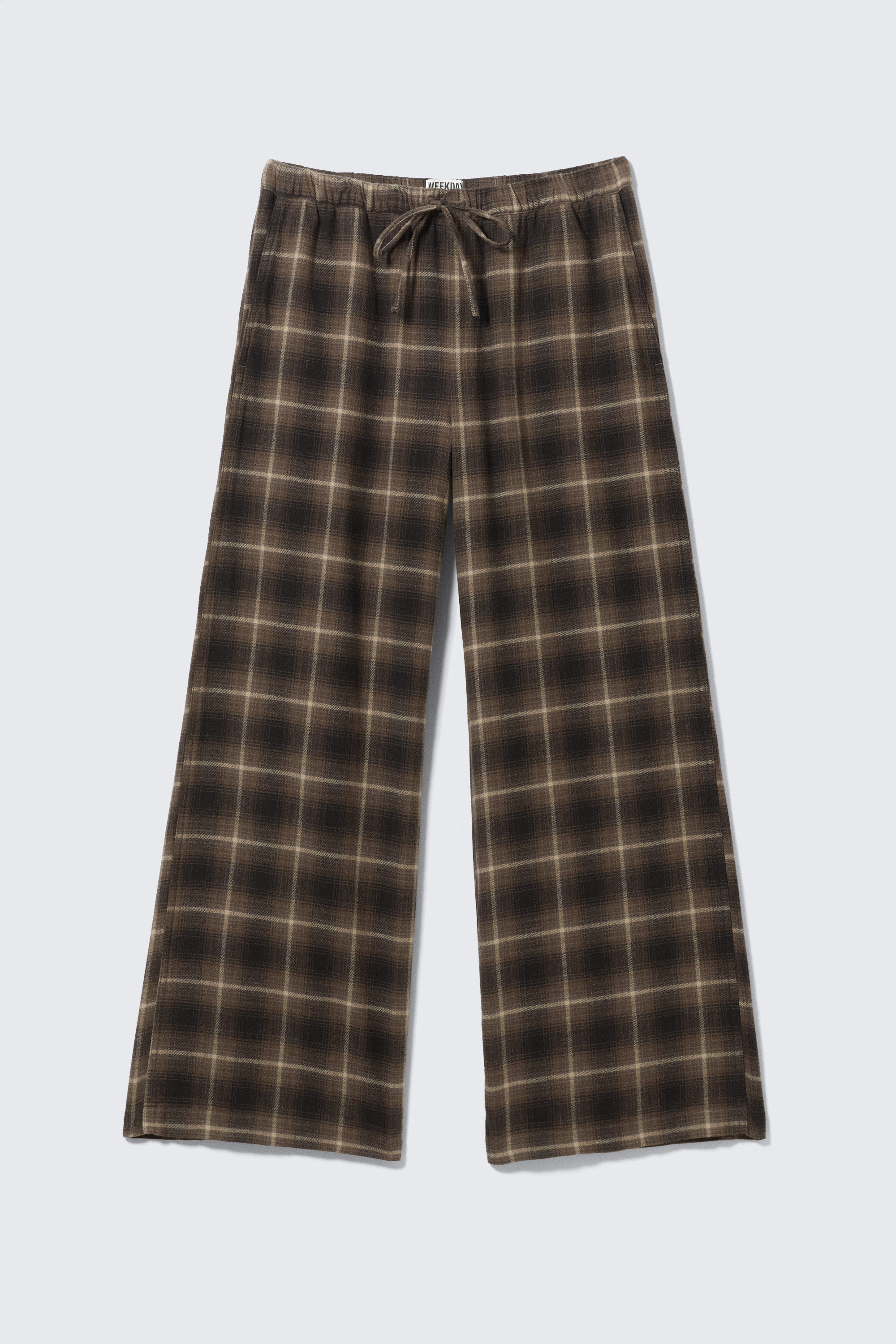 Dunkelbraun kariert - Weite Flanell-Pyjamahose - 1